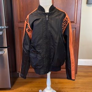 Harley Davidson Black and Orange Nylon Lightweight Jacket